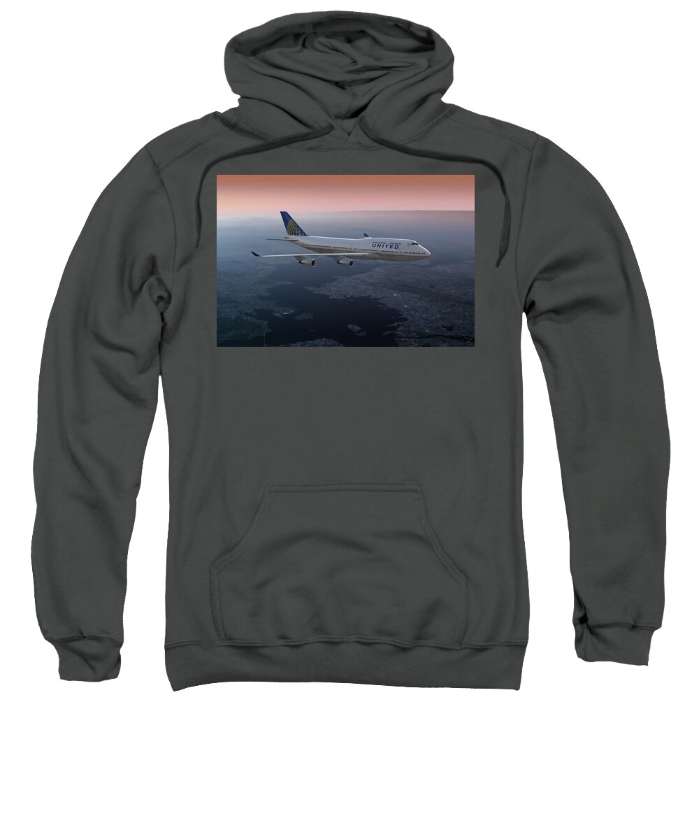 Airplane Sweatshirt featuring the digital art 747twilight by Mike Ray