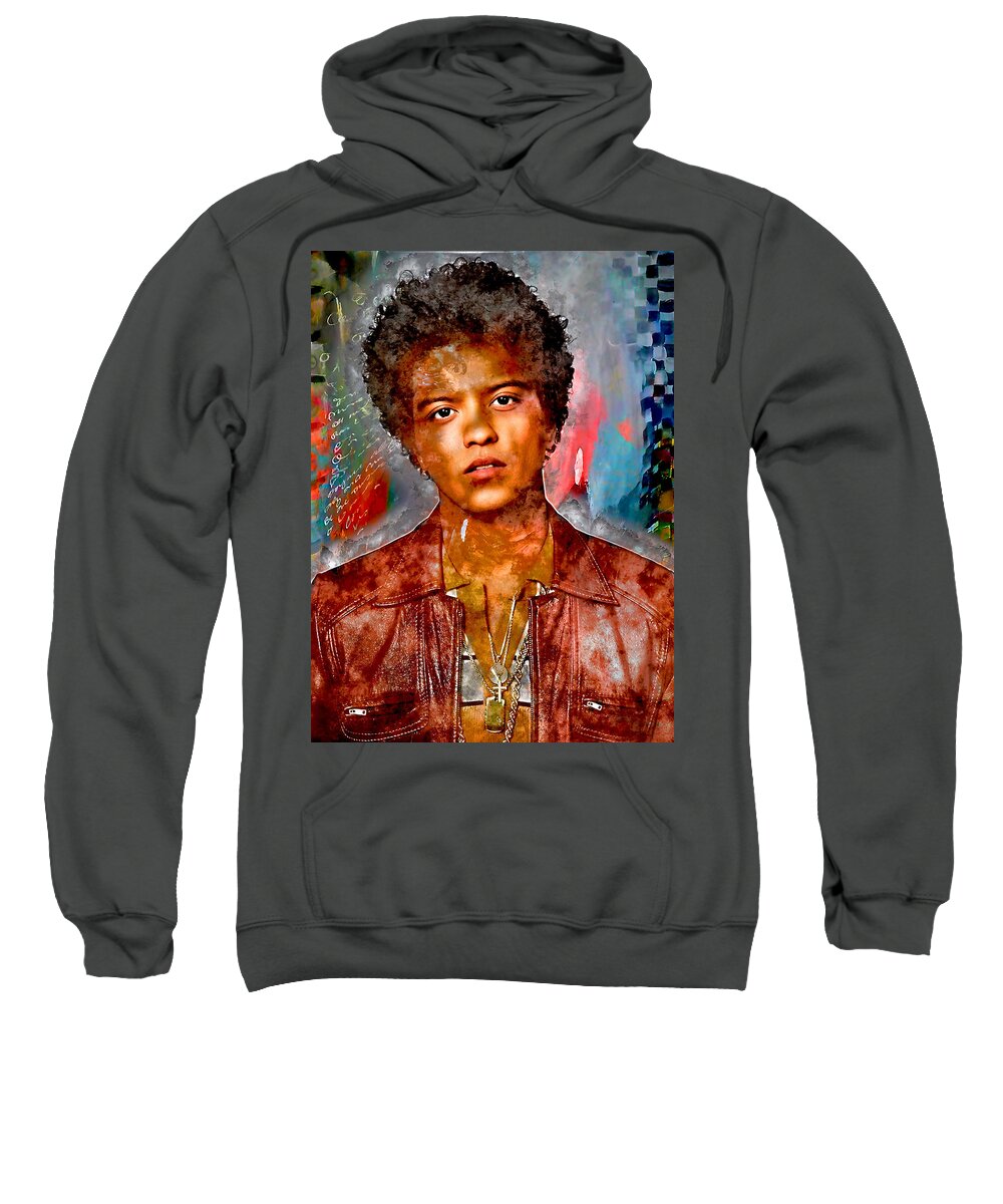 Bruno Mars Sweatshirt featuring the mixed media Bruno Mars #8 by Marvin Blaine