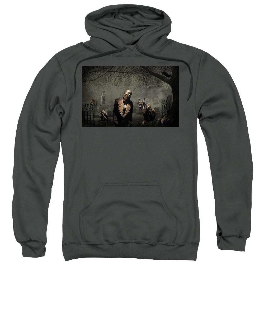 Zombie Sweatshirt featuring the digital art Zombie #8 by Super Lovely