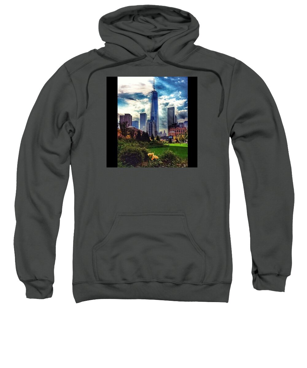 Landscape- New York- Downtown Manhattan- City- Buildings Sweatshirt featuring the photograph A Beautiful Day by Diya Baichu