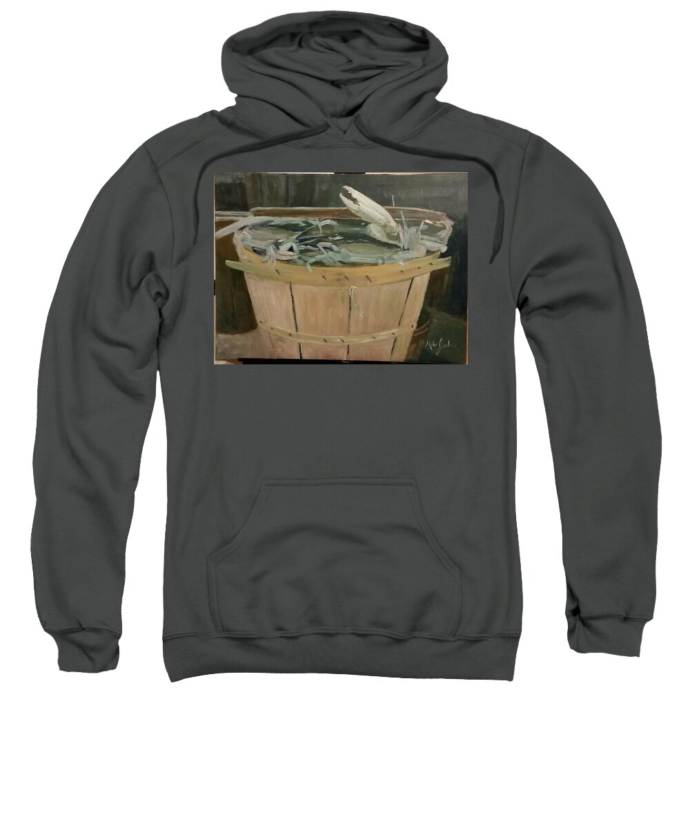 Blue Crab Sweatshirt featuring the painting A Bushel of Blues by Mike Jenkins
