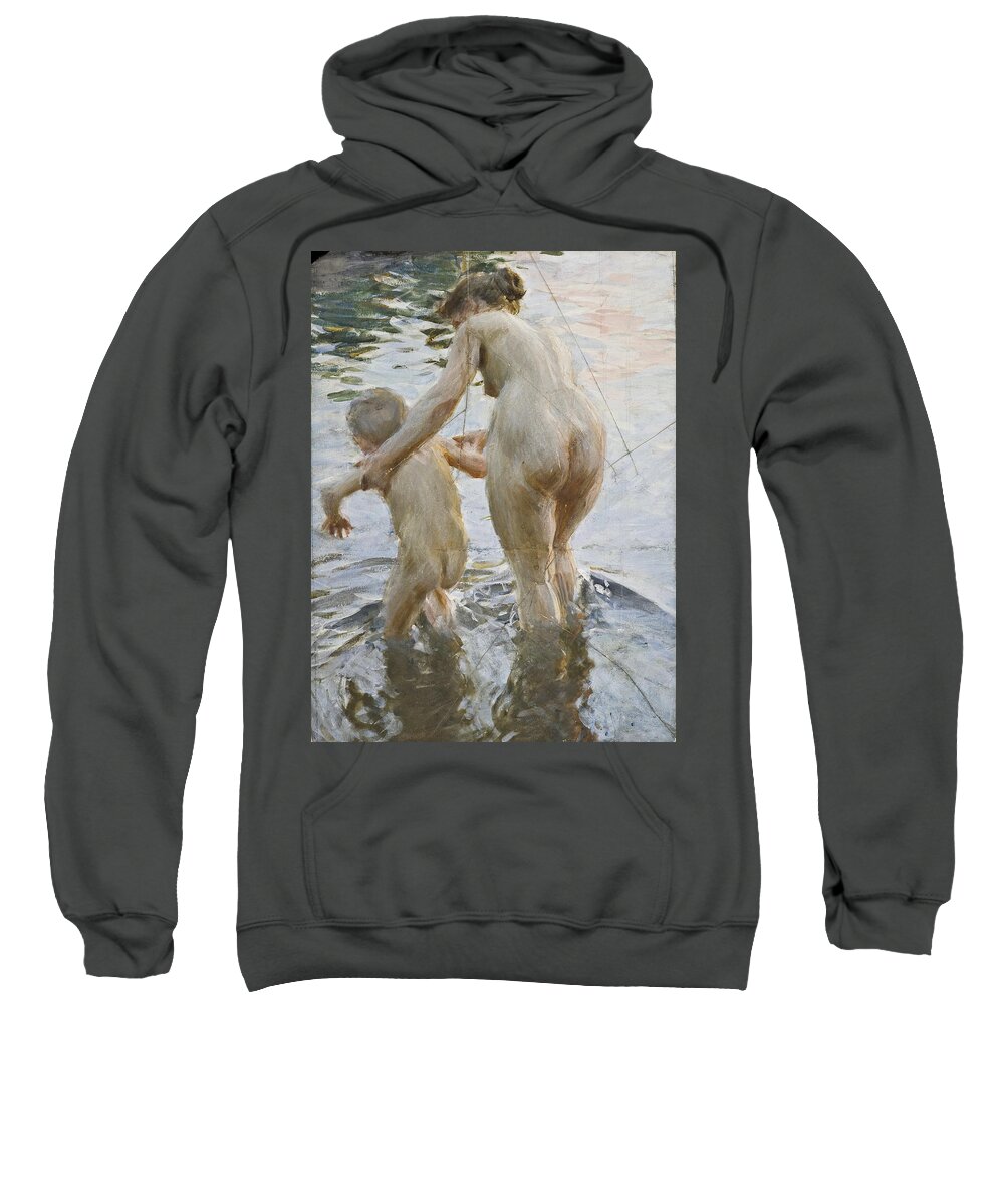 Anders Zorn Sweatshirt featuring the drawing A First by Anders Zorn