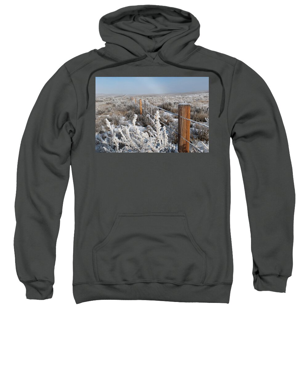 Steamboat Springs Sweatshirt featuring the photograph A Frosty and Foggy Morning on the Way to Steamboat Springs by Cascade Colors