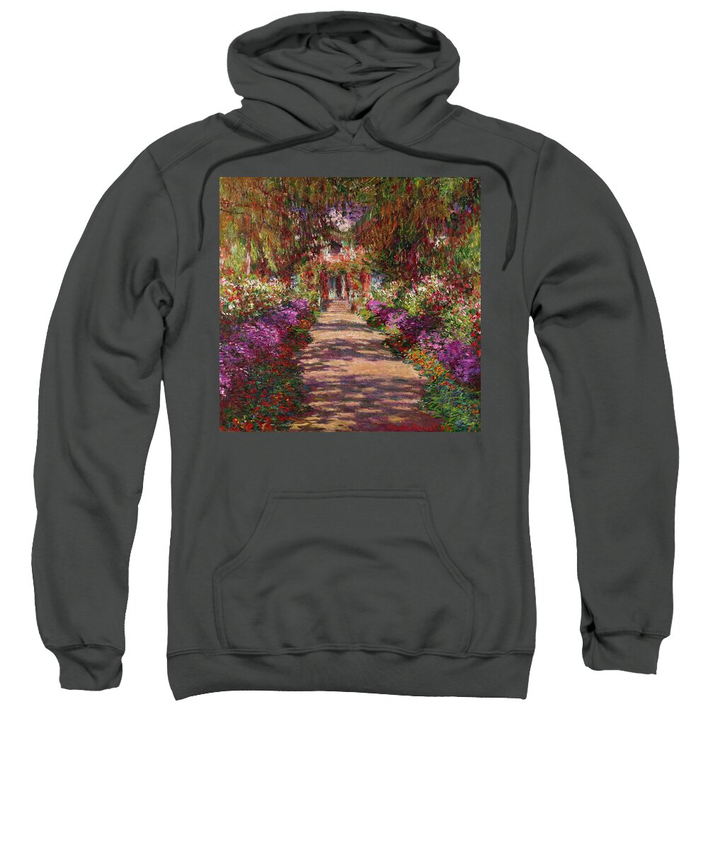 #faatoppicks Sweatshirt featuring the painting A Pathway in Monets Garden Giverny by Claude Monet