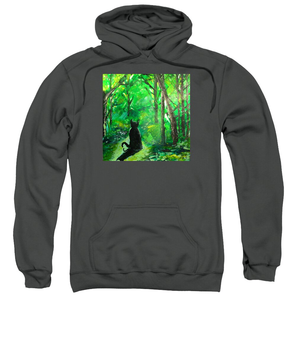 Cat Sweatshirt featuring the painting A Purrfect Day by Seth Weaver