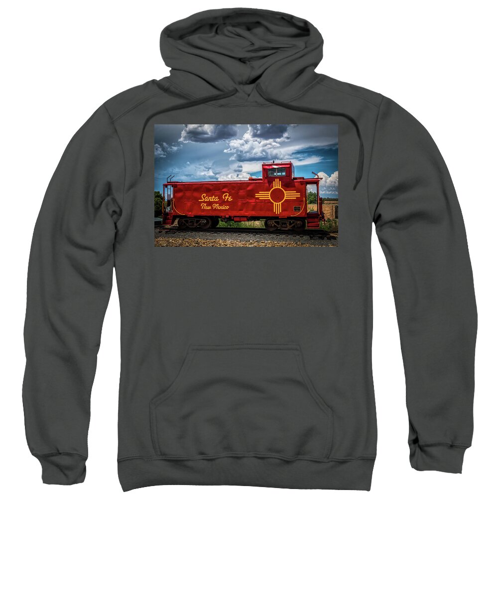  Sweatshirt featuring the photograph A Red Caboose On The Loose by Paul LeSage