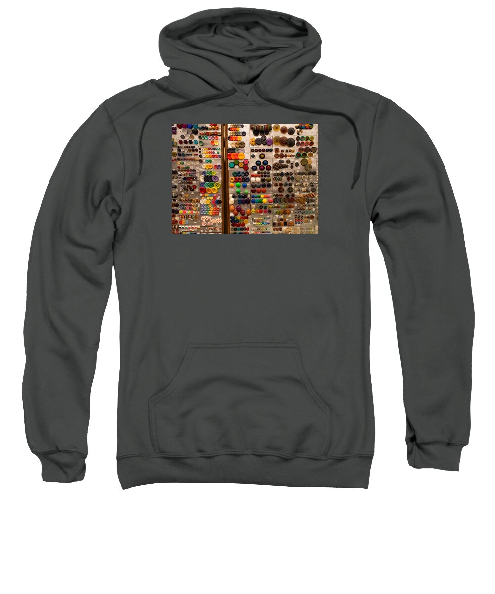 Buttons Sweatshirt featuring the photograph A Riot of Buttons by Gary Karlsen