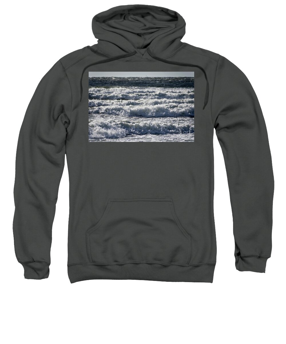 Ocean Sweatshirt featuring the digital art A Roil Mess by Scott Evers
