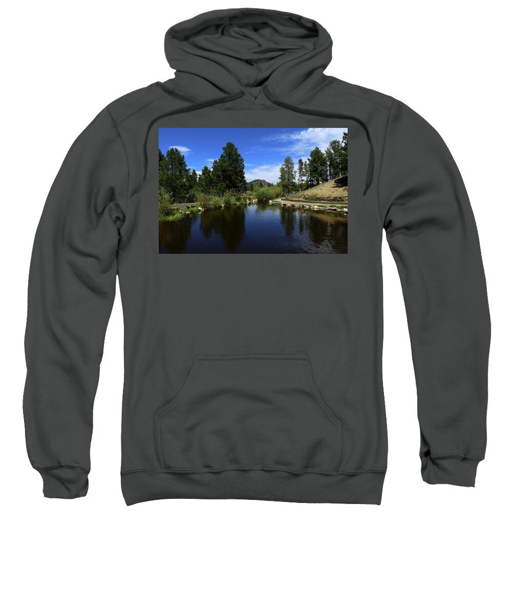 Park Sweatshirt featuring the photograph A Serene River Scene by Christiane Schulze Art And Photography