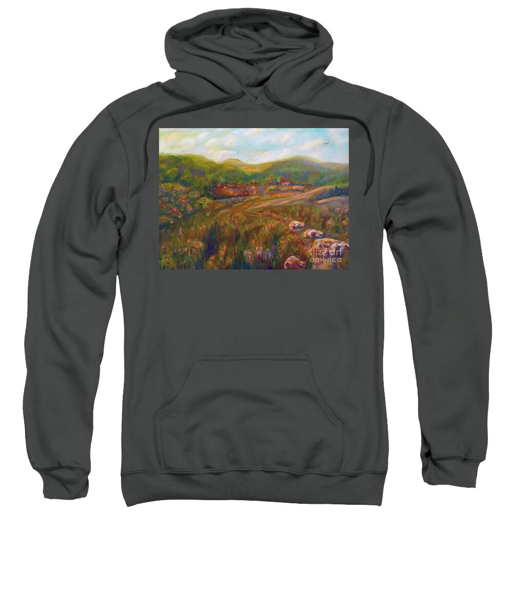 Meadow Sweatshirt featuring the painting A Special Place by Claire Bull