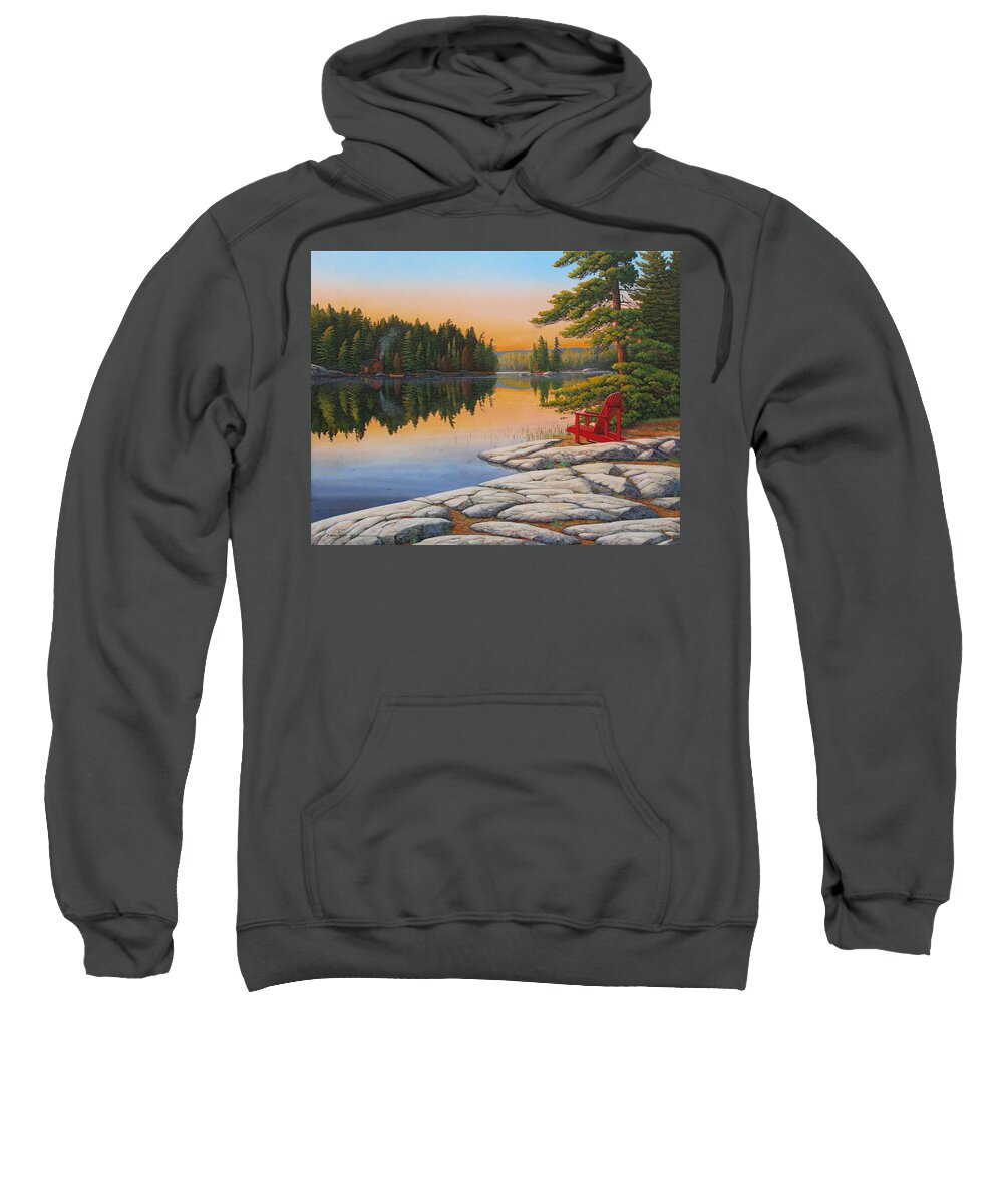 Landscape Sweatshirt featuring the painting A Time for Reflection by Jake Vandenbrink