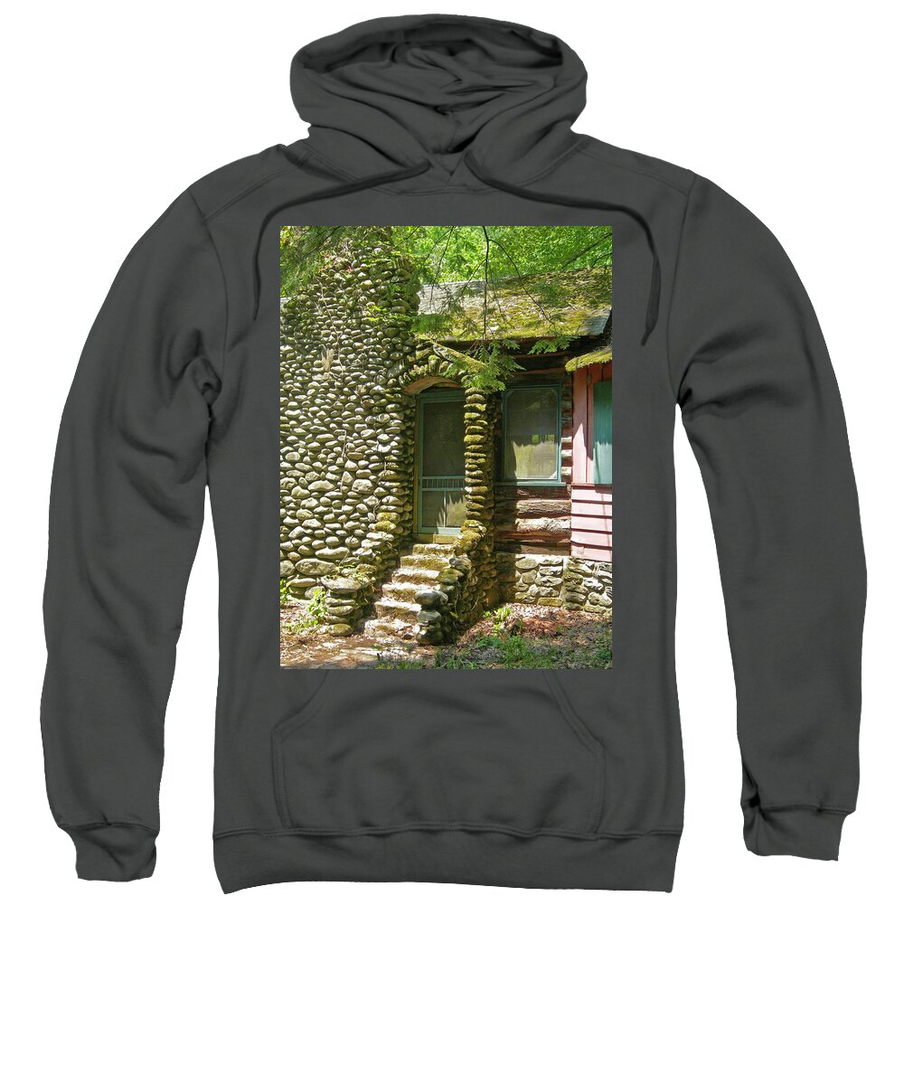 Door Sweatshirt featuring the photograph Abandoned Elkmont Cabin Doorway by Deborah Ferree