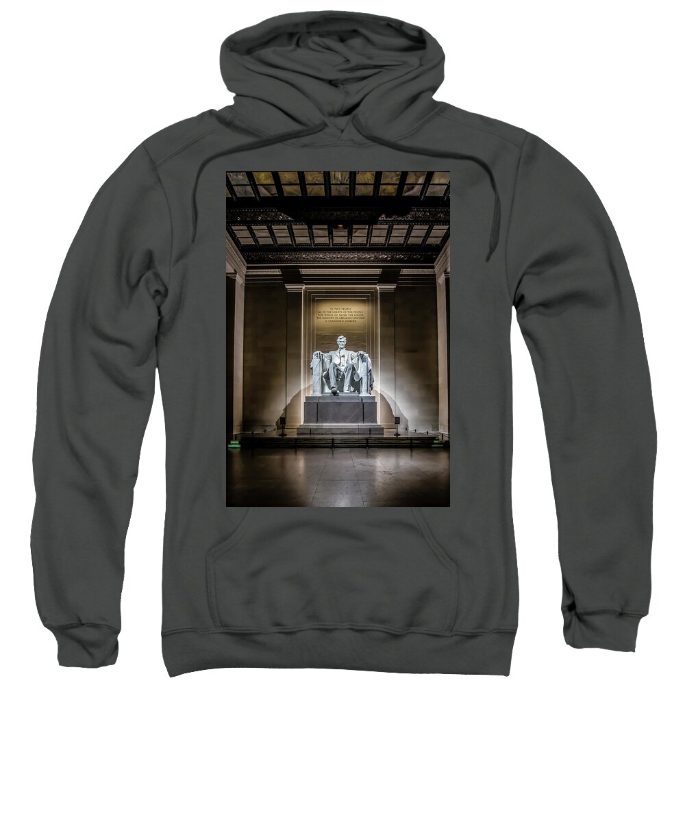 Lincoln Memorial Sweatshirt featuring the photograph Abe Lincoln under his night lights by Sven Brogren