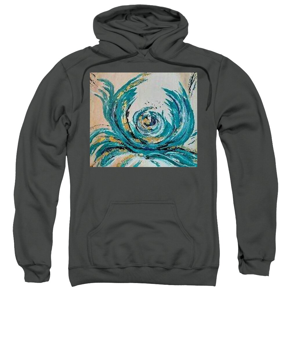 Whimsical Sweatshirt featuring the painting Abstract Flower by Lynne McQueen