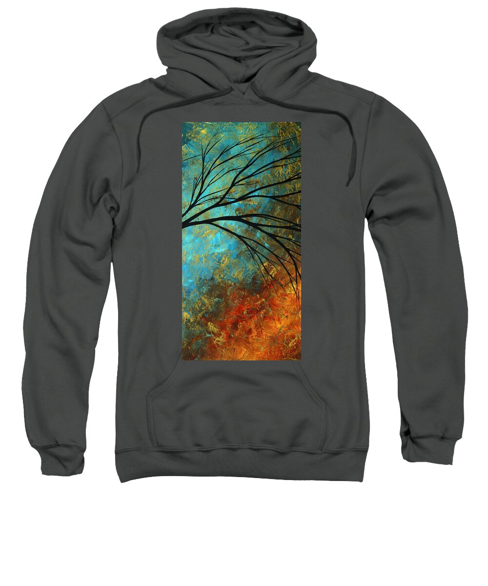Abstract Sweatshirt featuring the painting Abstract Landscape Art PASSING BEAUTY 4 of 5 by Megan Aroon