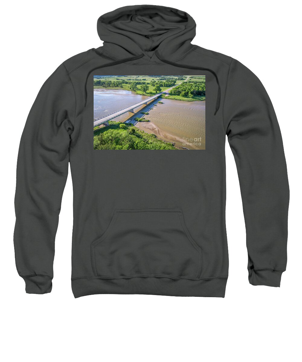 Nebraska Sweatshirt featuring the photograph aerial view of Niobrara River in Nebraska Sand Hills by Marek Uliasz