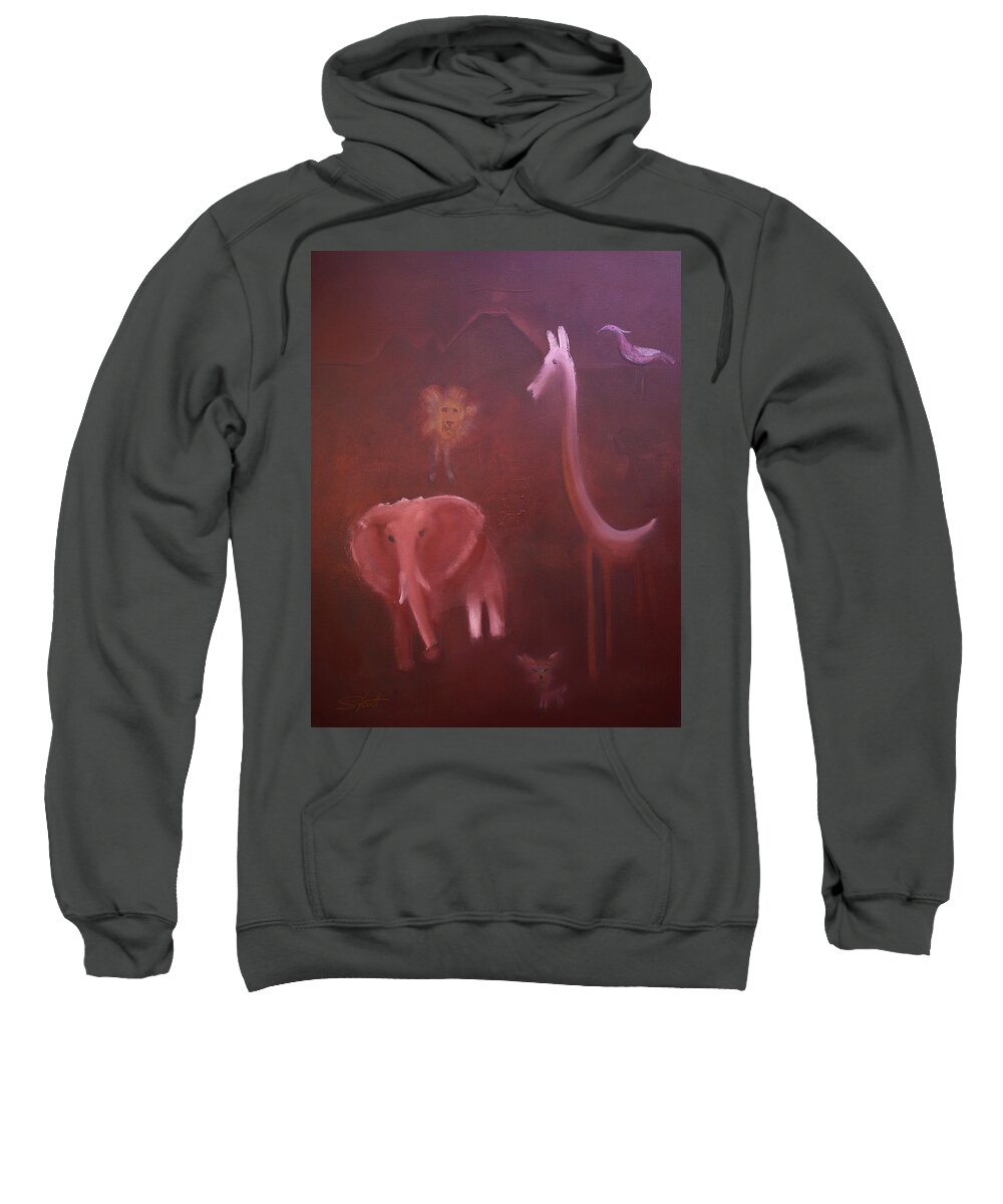 Elephant Sweatshirt featuring the painting African Elephant by Charles Stuart