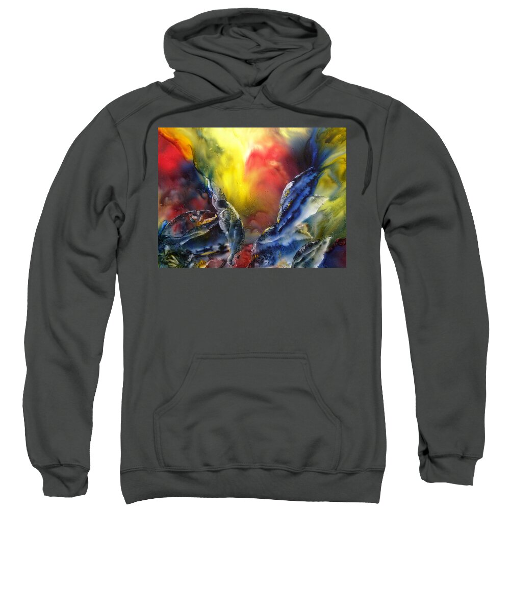Fish Sweatshirt featuring the painting Against the Current by Janice Nabors Raiteri