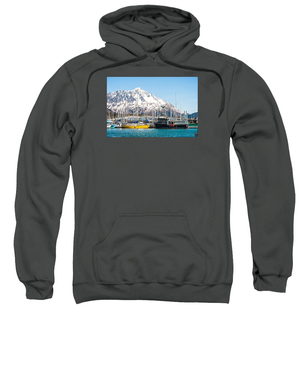 Landscape Sweatshirt featuring the photograph Alaska Kenai fishing docks by Charles McCleanon