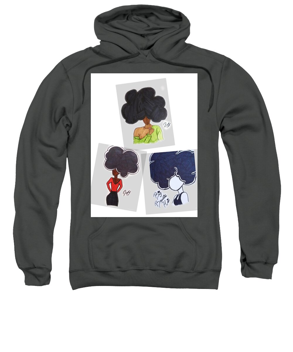 Black Girl Sweatshirt featuring the drawing All In One by Artist Sha