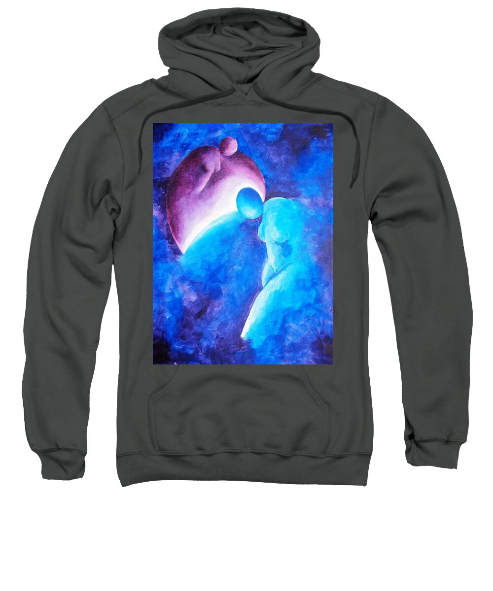 Blue Sweatshirt featuring the painting Always... There to go on by Jennifer Hannigan-Green