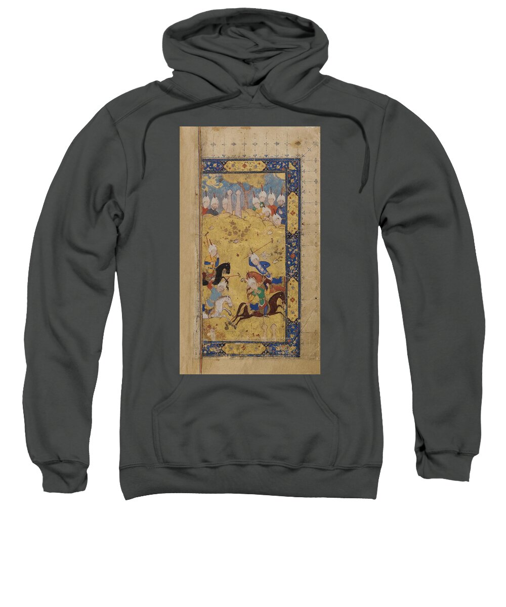 An Illustrated And Illuminated Persian Manuscript Guy U Chaugan Or Halnama (the Ball And The Polo-mallet) Of 'arifi (d. 1449 Ad) Sweatshirt featuring the painting An Illustrated And Illuminated by Eastern Accents