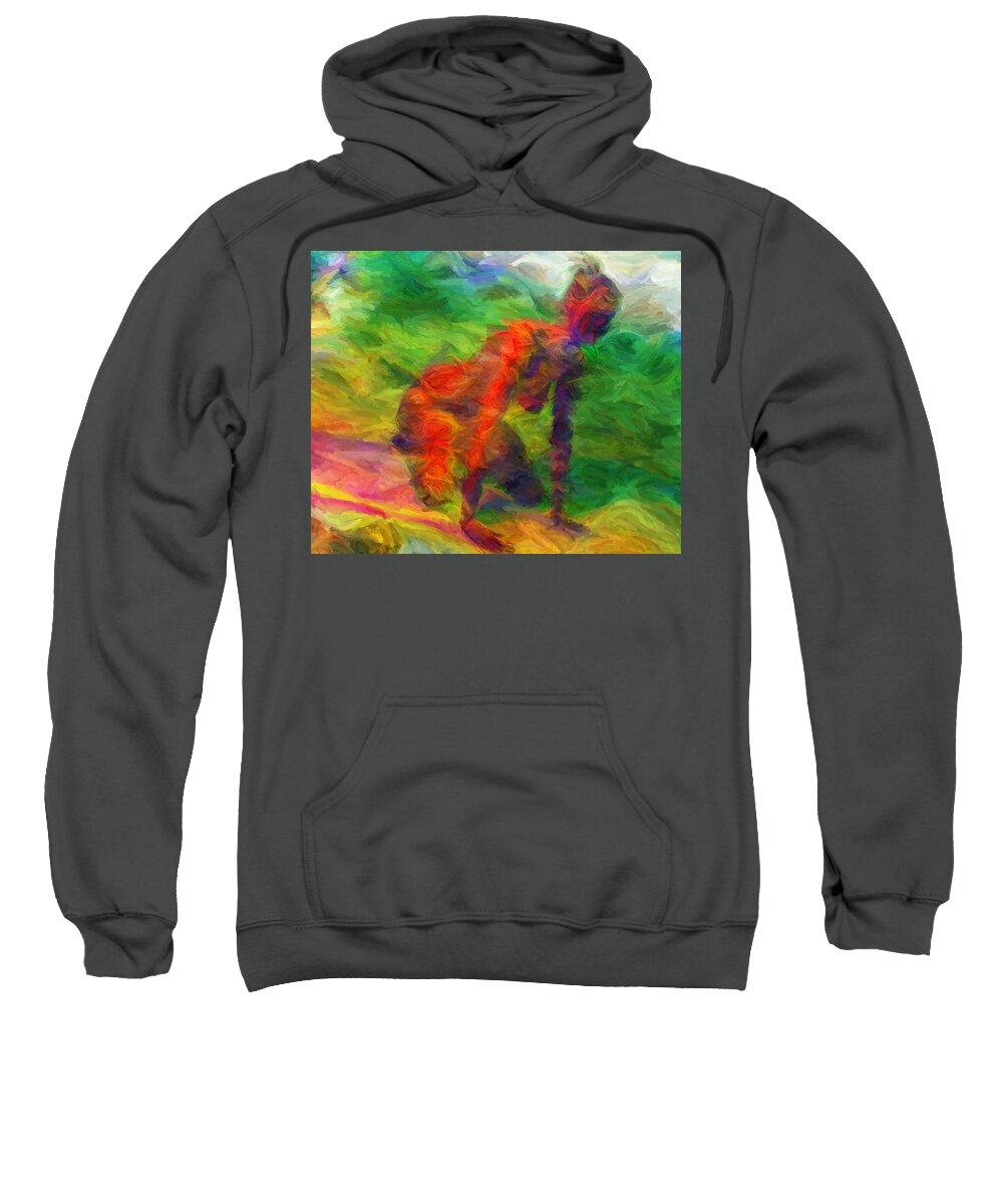 Surf Sweatshirt featuring the digital art Angelie and the Kneeboard by Caito Junqueira