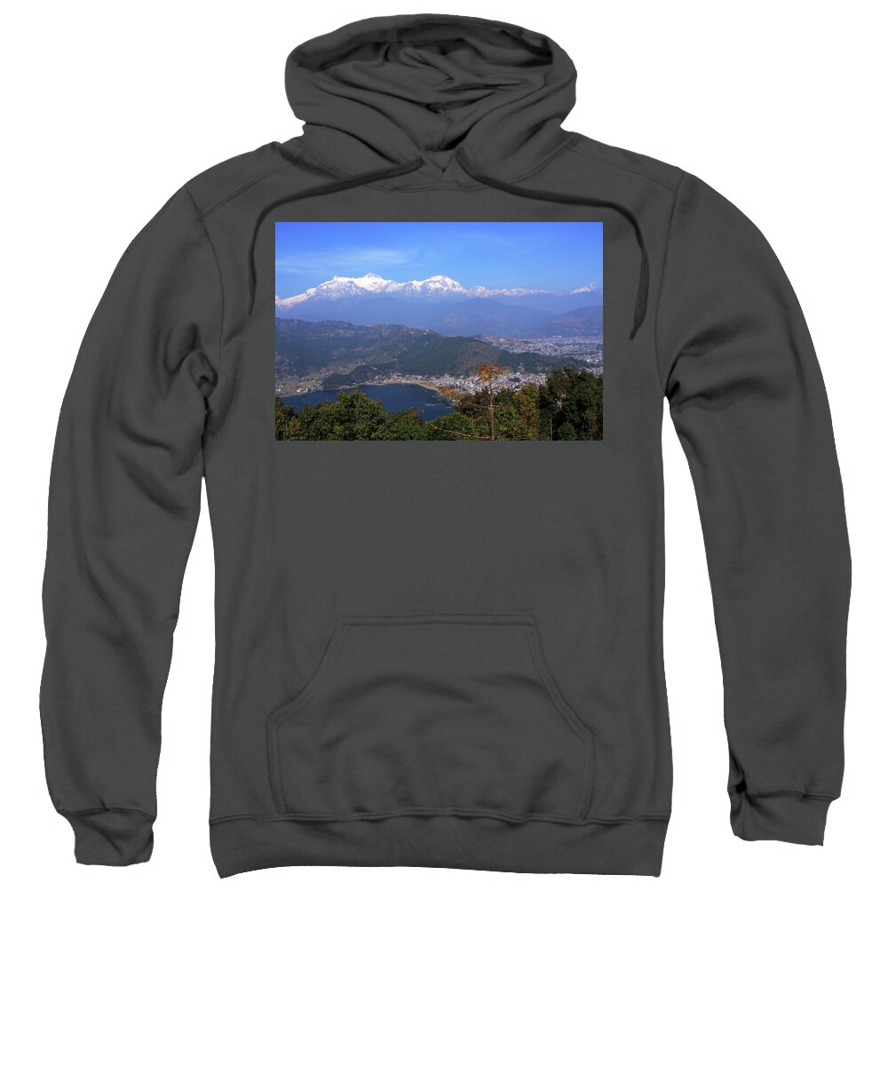 Himalayan Sweatshirt featuring the photograph Annapurna Mountain Range by Aidan Moran