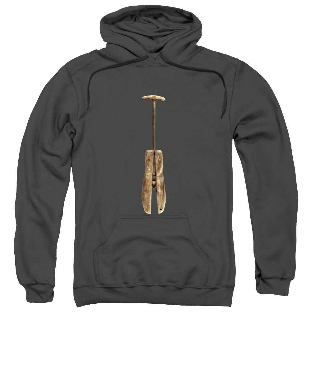 Art Sweatshirt featuring the photograph Antique Shoe Stretcher on Black by YoPedro