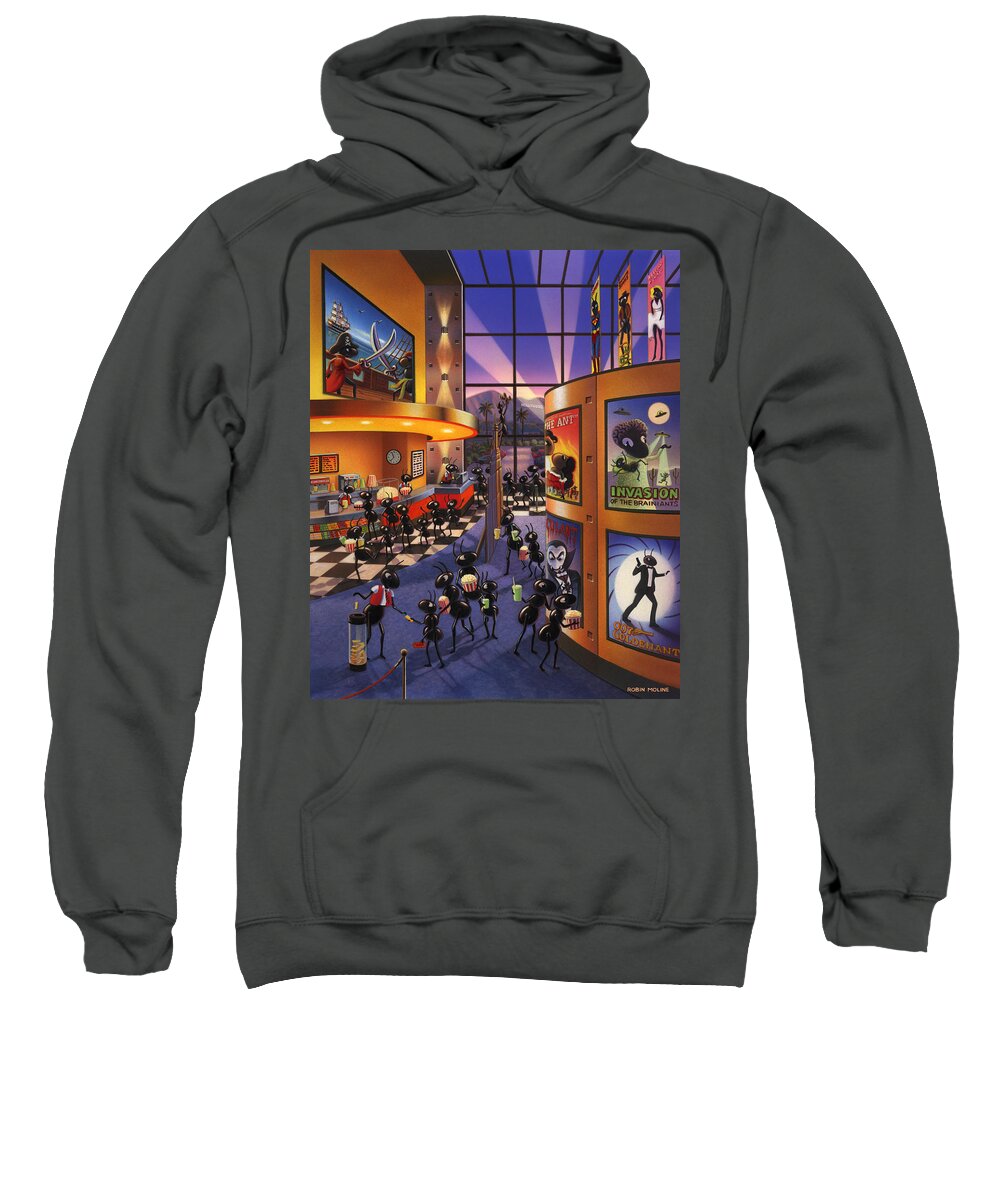 Ants. Ant Farm Characters Sweatshirt featuring the painting Ants at the Movie Theatre by Robin Moline