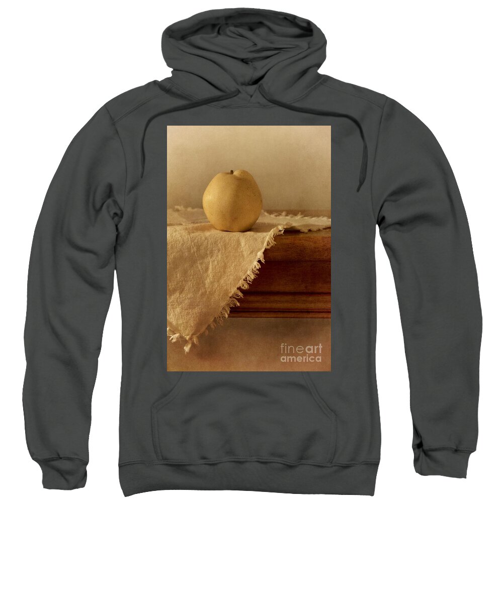 Dining Room Sweatshirt featuring the photograph Apple Pear On A Table by Priska Wettstein