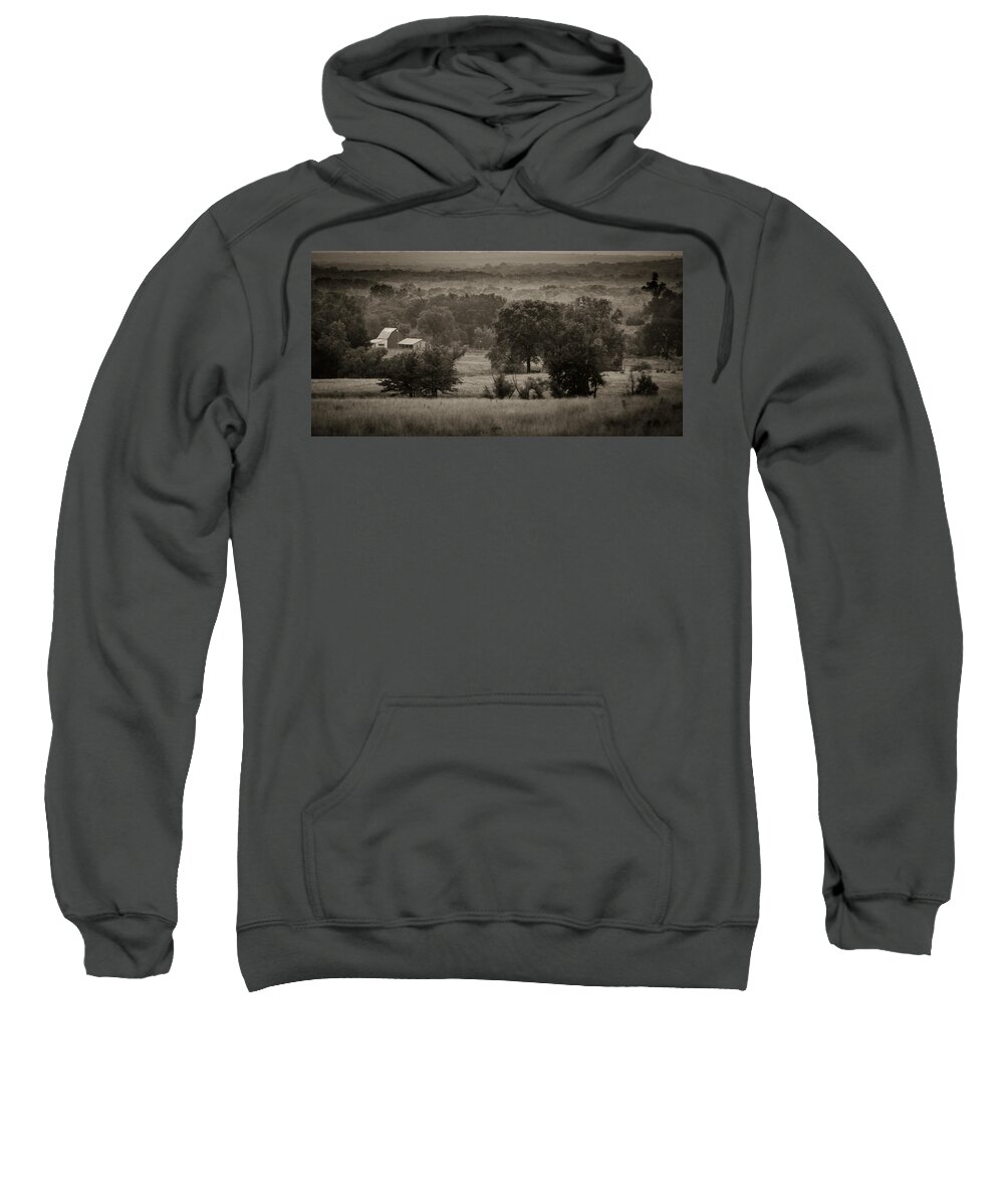 Black And White Sweatshirt featuring the photograph Arikaree Farmstead by Jeff Phillippi