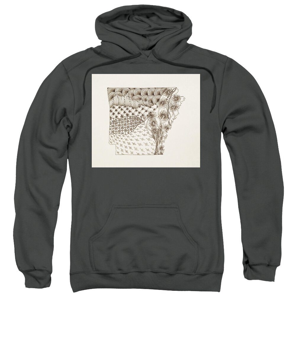 Arkansas Sweatshirt featuring the drawing The Diamond State by Linda Clary