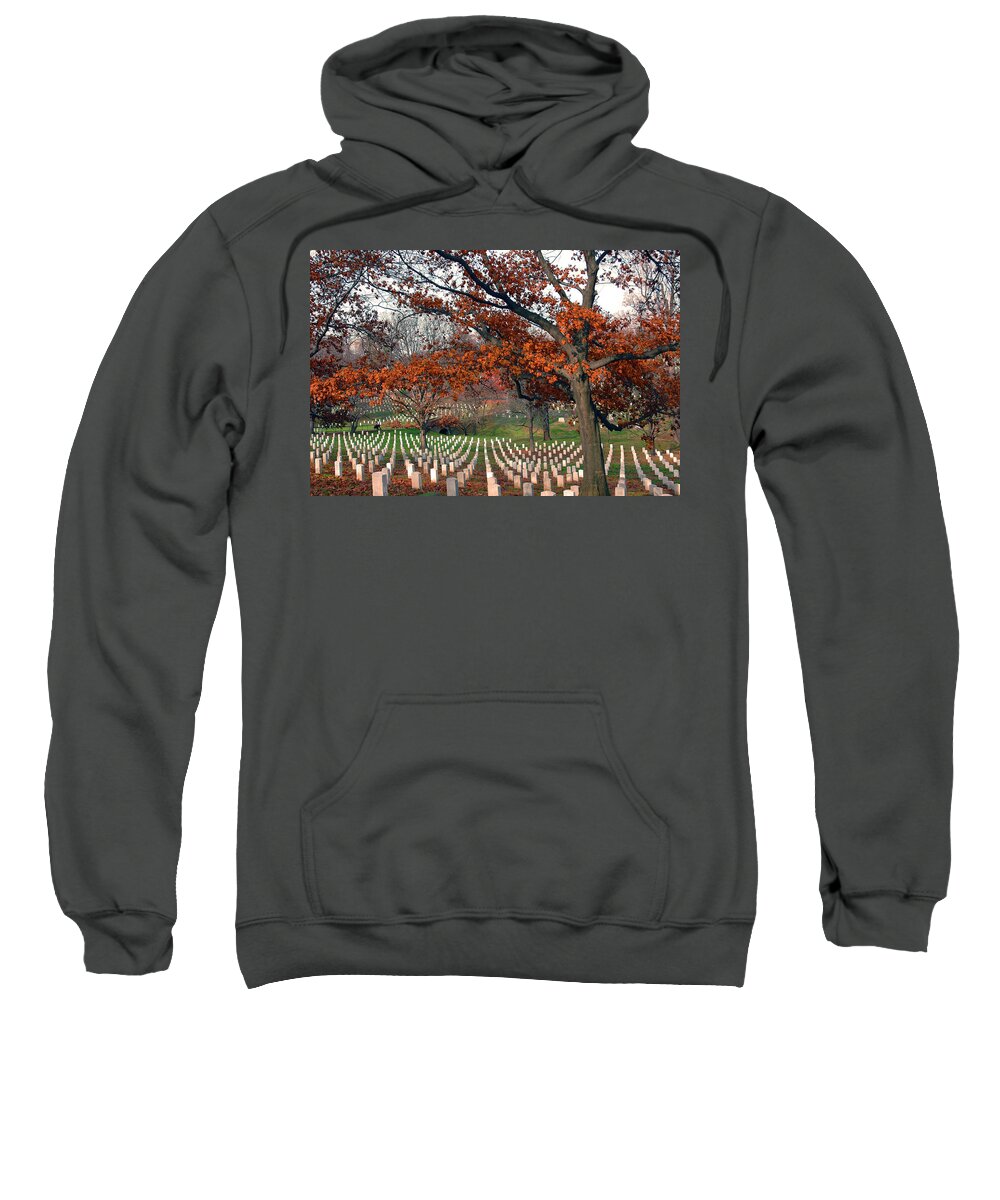 Veteran Sweatshirt featuring the photograph Arlington Cemetery in Fall by Carolyn Marshall