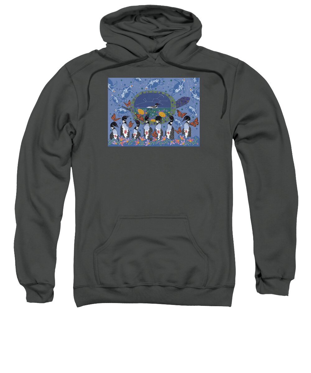Native American Painting Sweatshirt featuring the painting Arrival of Wintermaker by Chholing Taha