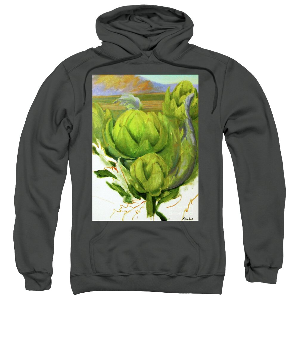 Farming Sweatshirt featuring the painting Artichoke unfinished by Maria Hunt