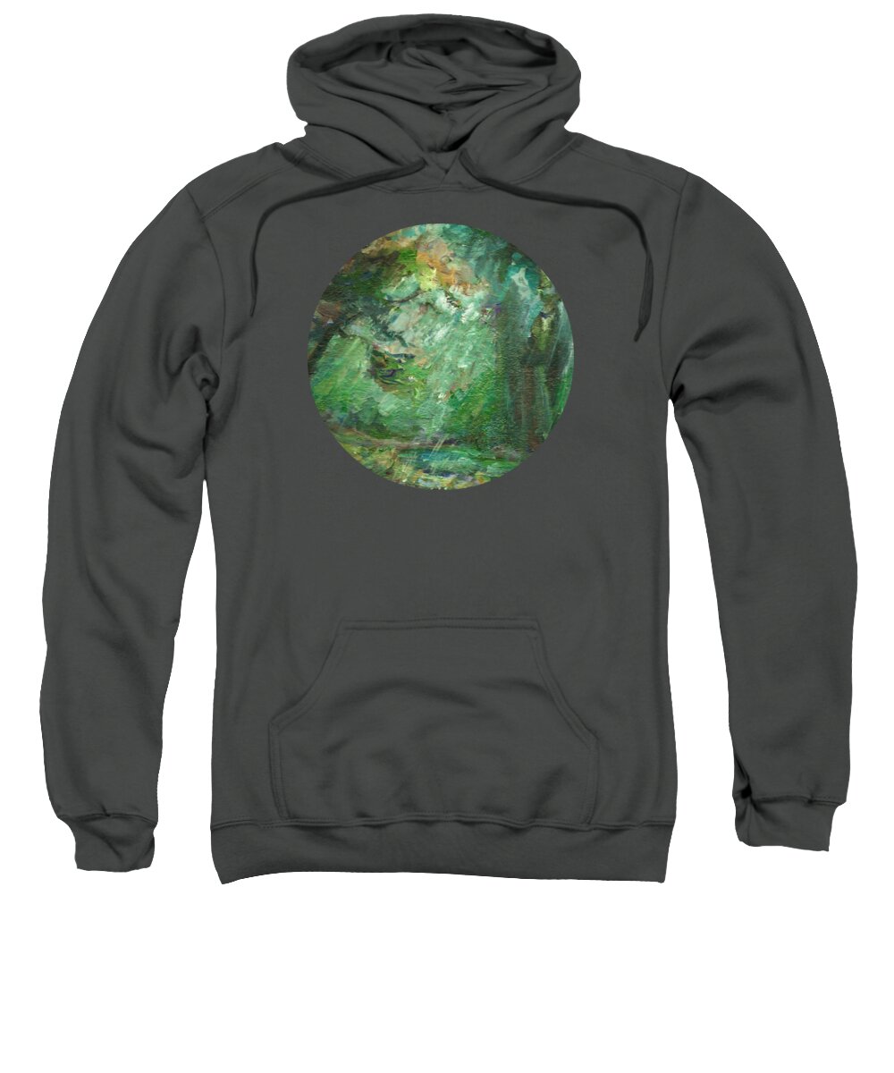 Landscape Sweatshirt featuring the painting Rainy Woods by Mary Wolf
