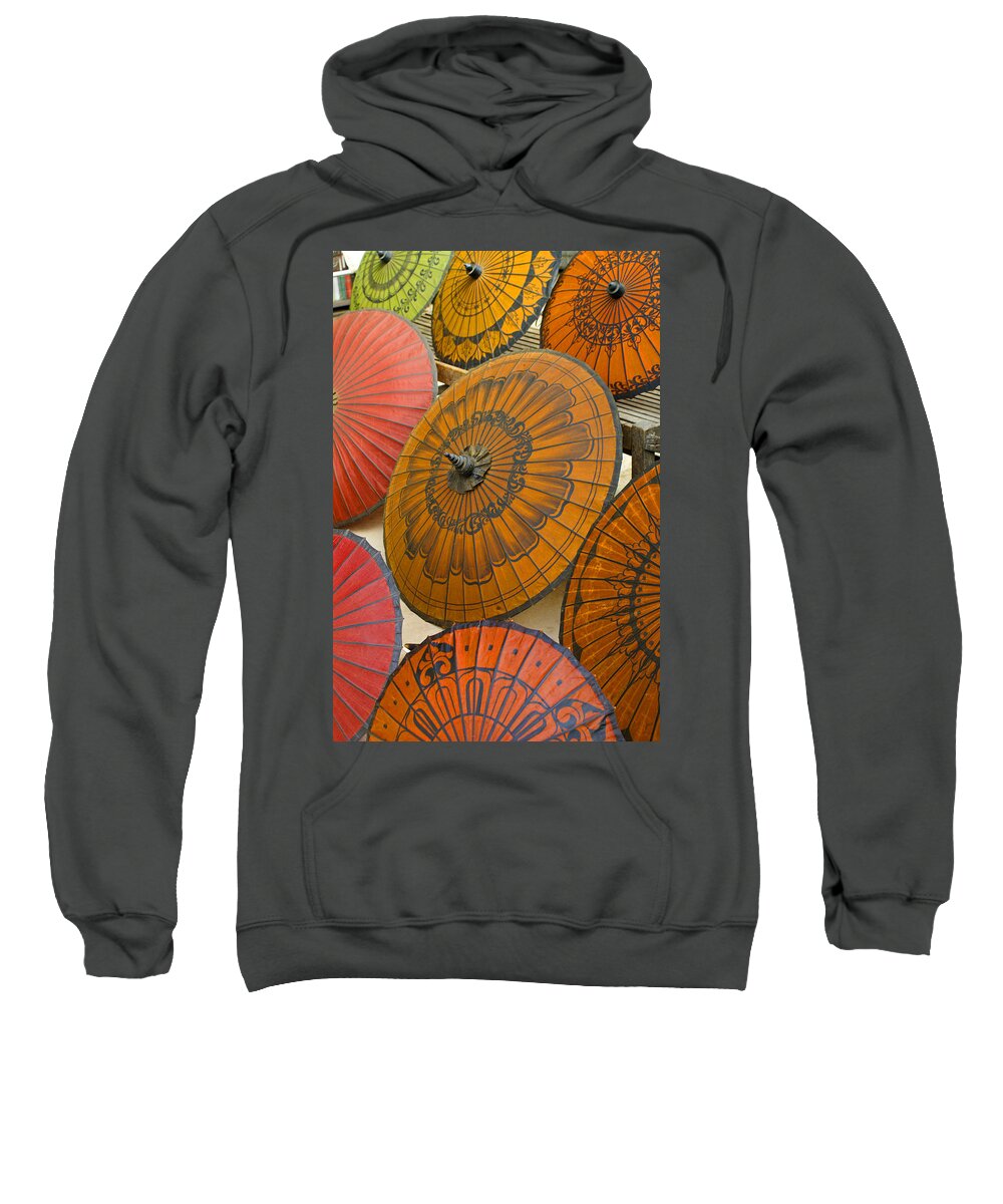 Oriental Sweatshirt featuring the photograph Asian Umbrellas by Michele Burgess
