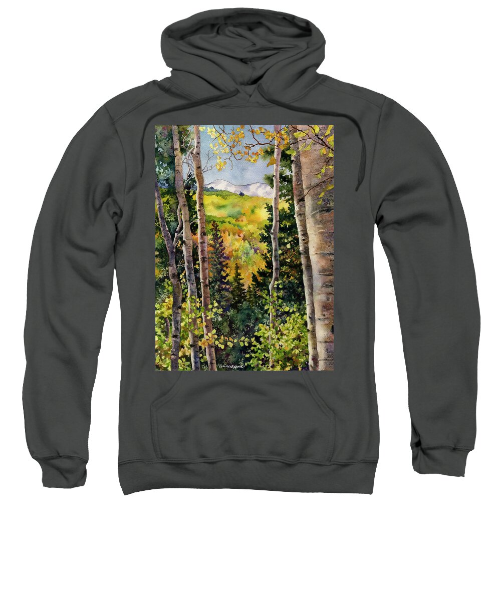 Autumn Painting Sweatshirt featuring the painting Aspen Afternoon by Anne Gifford