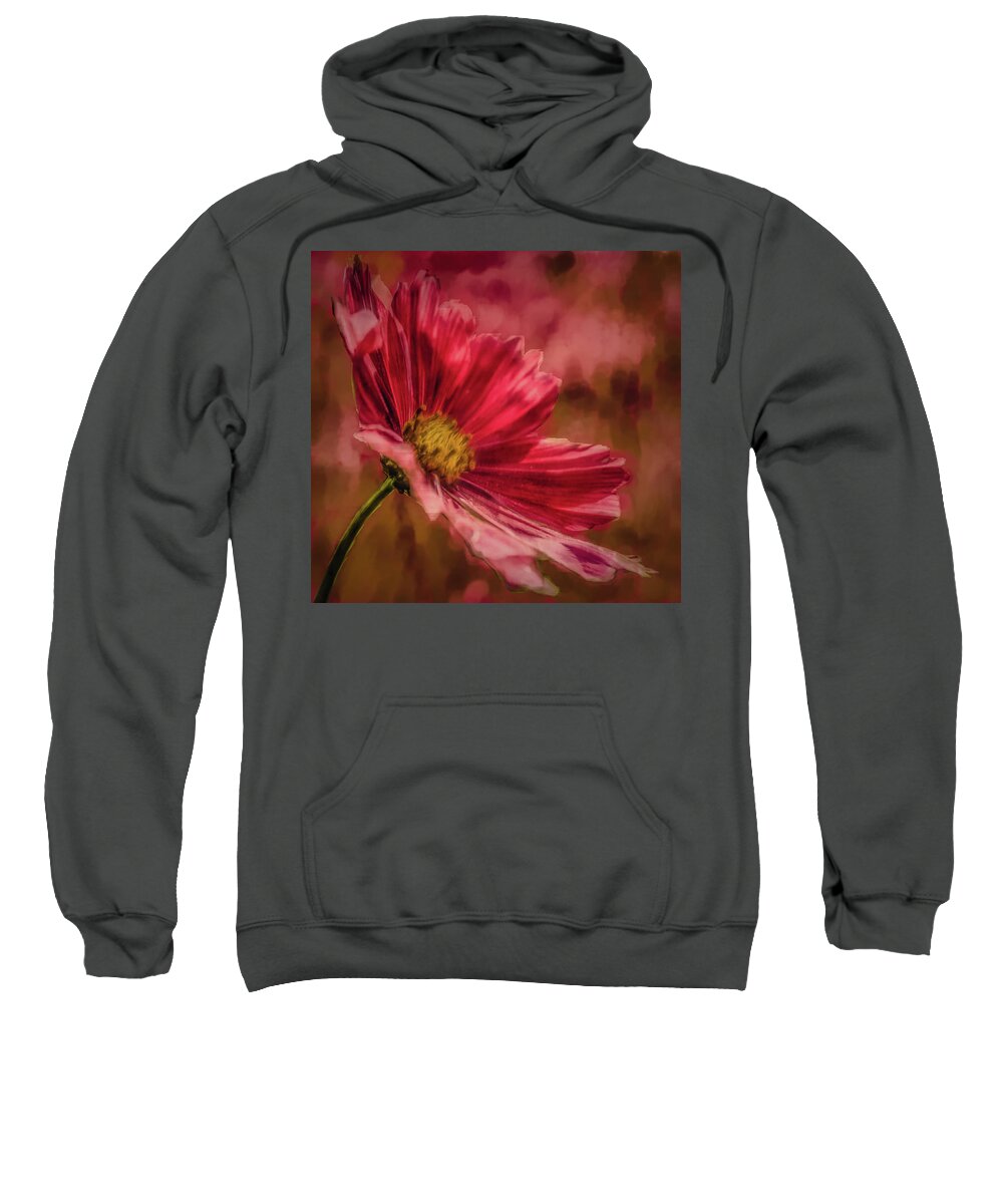 Aster Sweatshirt featuring the digital art Aster red painterly #h1 by Leif Sohlman