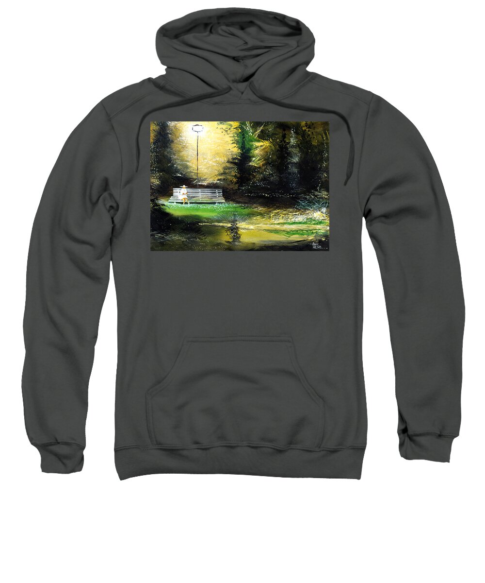 Nature Sweatshirt featuring the painting At Peace by Anil Nene