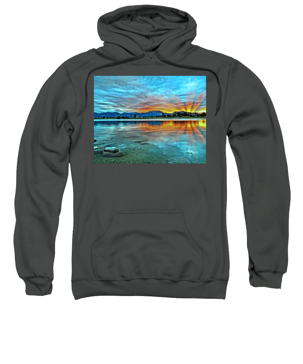 Colorado Rock Mountain Sunset Sweatshirt featuring the photograph Atom by Eric Dee