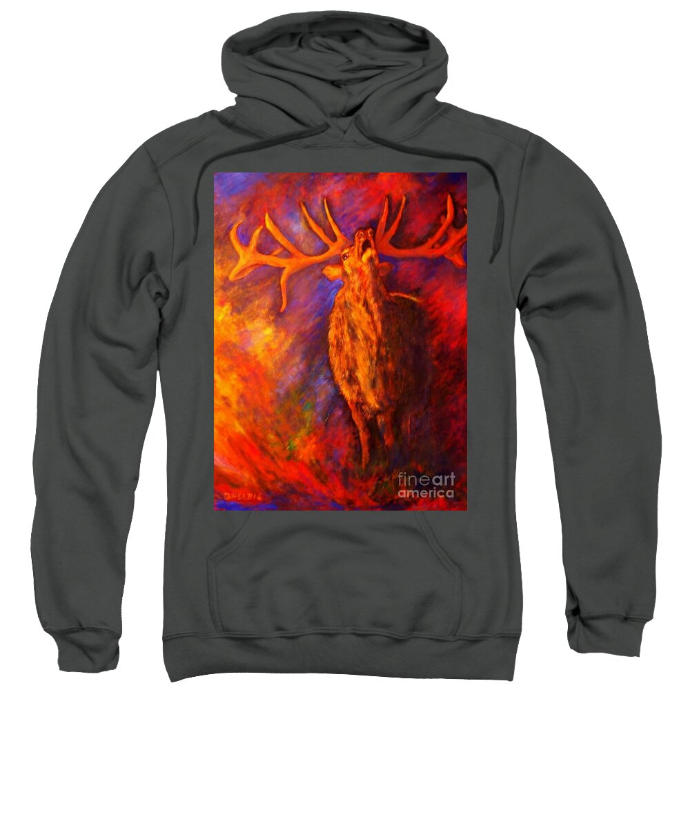 Deer Sweatshirt featuring the painting Autum-serenade by Dagmar Helbig