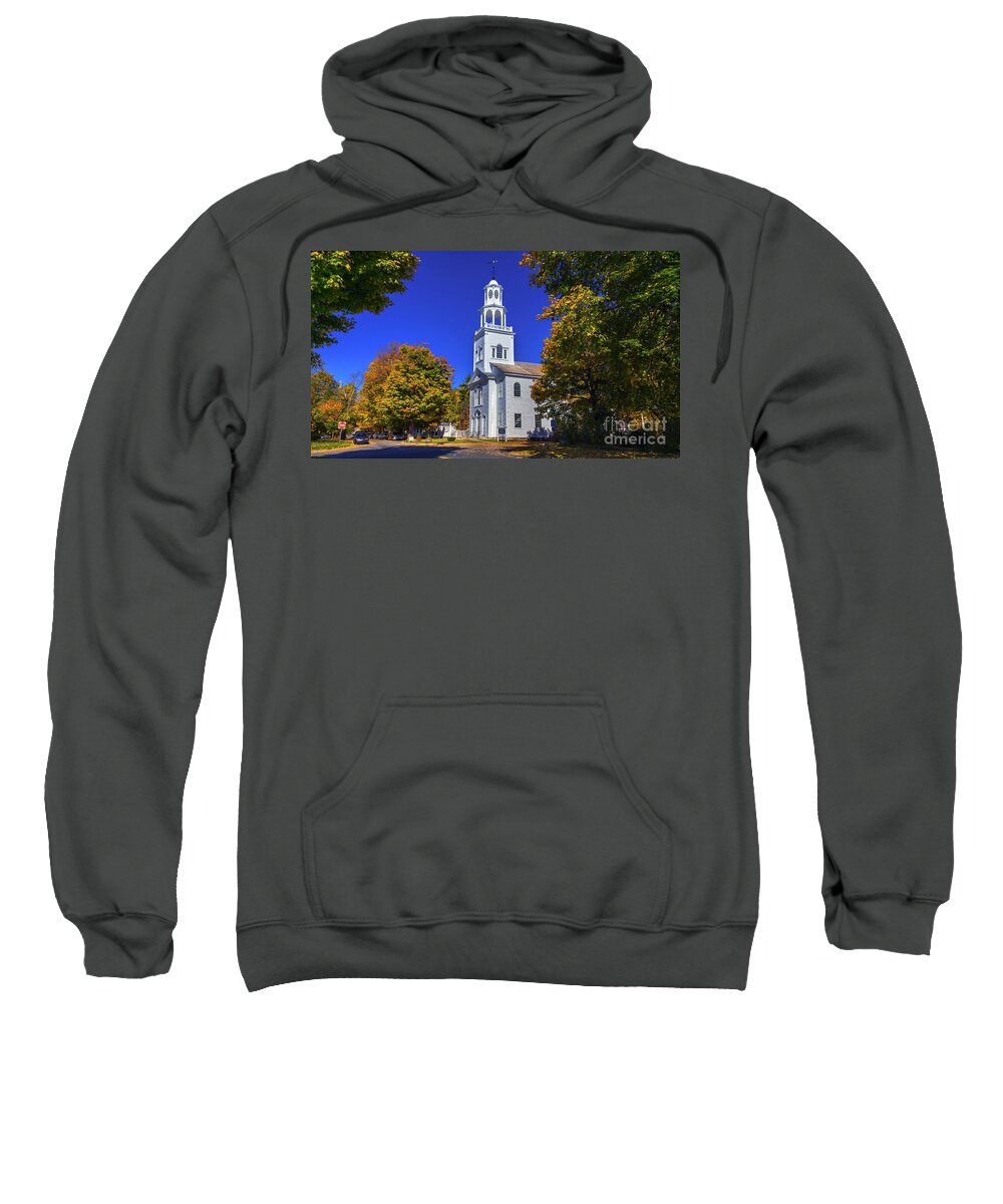 Fall Foliage Sweatshirt featuring the photograph Autumn at Old First Church In Bennington Vermont by Scenic Vermont Photography