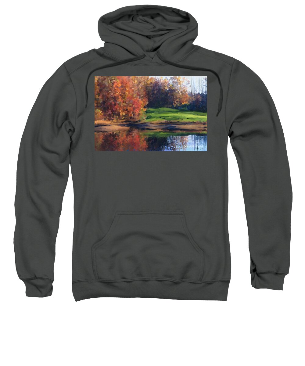 Painting Sweatshirt featuring the painting Autumn by water by Ivana Westin