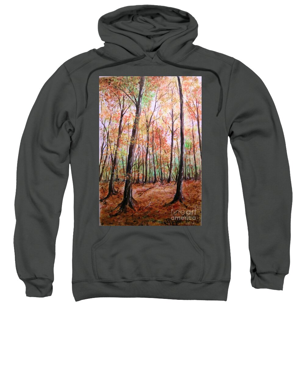 Landscape Sweatshirt featuring the painting Autumn Forrest by Lizzy Forrester