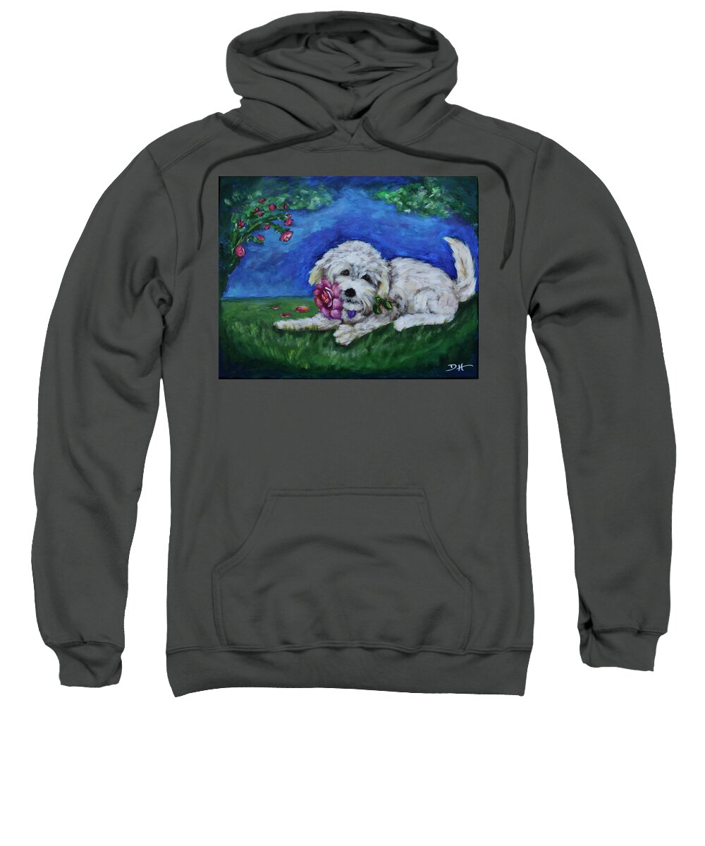 Bailey Sweatshirt featuring the painting Bailey by Diana Haronis