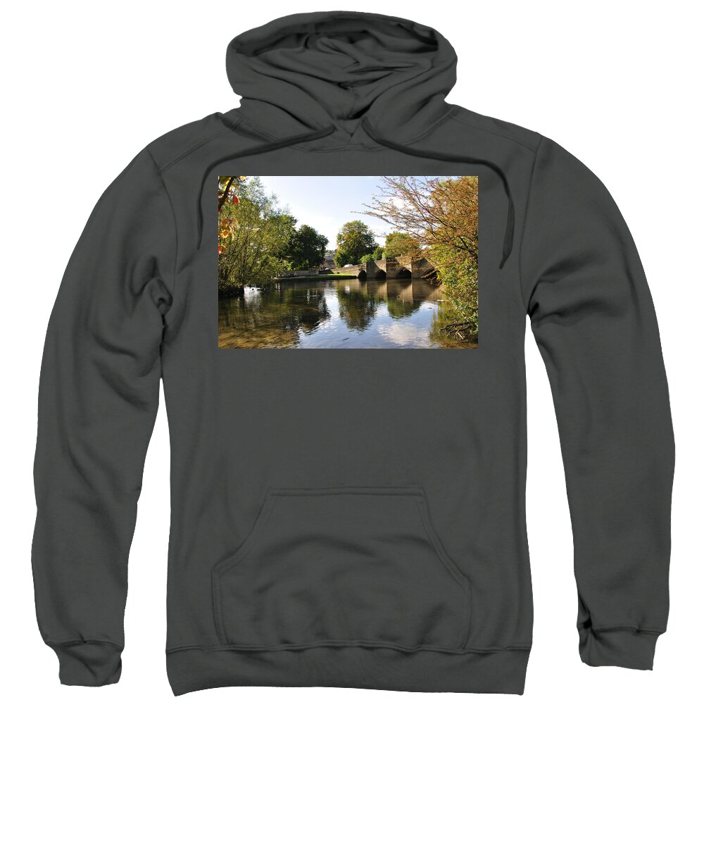 Europe Sweatshirt featuring the photograph Bakewell Bridge and The River Wye by Rod Johnson