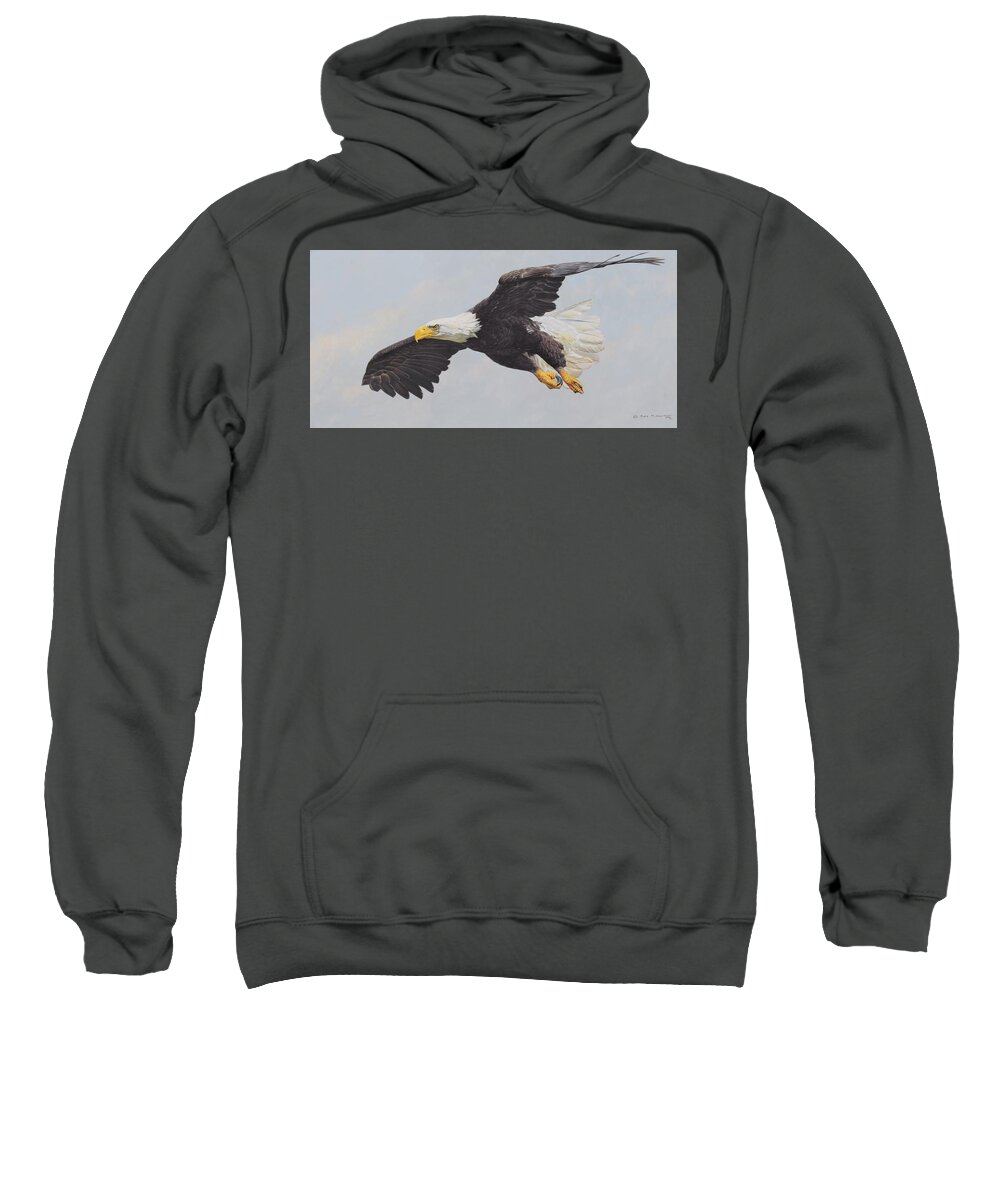 Wildlife Paintings Sweatshirt featuring the painting Bald Eagle by Alan M Hunt