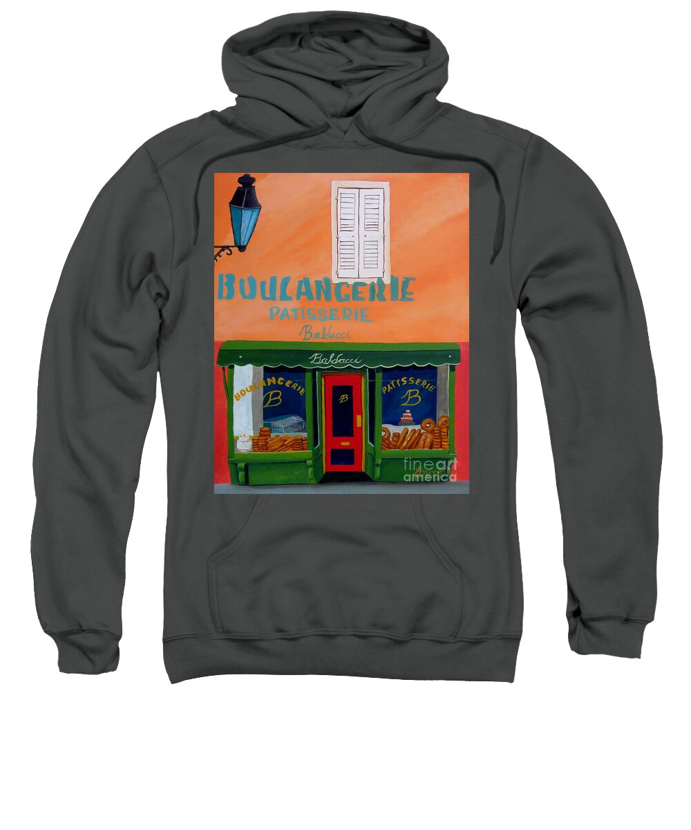 Bakery Sweatshirt featuring the painting Baldacci Bakery by Anthony Dunphy